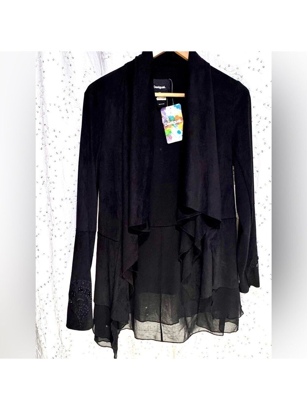 NWT Desigual Women's Audreane Faux Leather Waterfall Jacket Size US 4